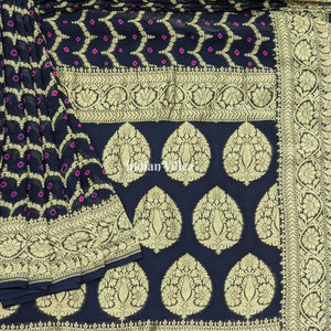 Midnight Blue Banarasi  Khaddi Georgette Saree