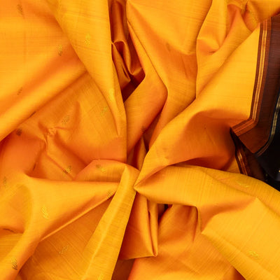 Yellow Handloom Kanchipuram Korvai Silk Saree With Floral Buttas