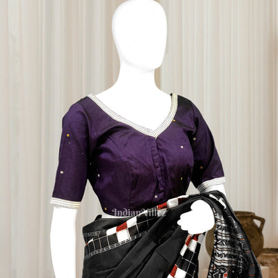 Violet Buti Design Odisha Ikat Sambalpuri Cotton Blouse