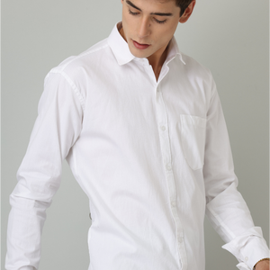 Frankshirt White Solid Tailored Fit Cotton Casual Shirt for Man