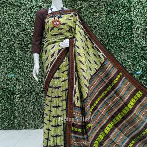 Pista Green Dongria Border with Dongaria Anchal Contemporary Silk Saree