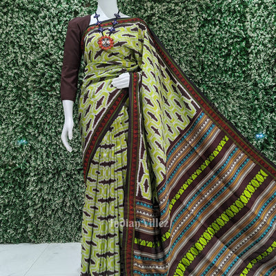 Pista Green Dongria Border with Dongaria Anchal Contemporary Silk Saree