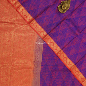 Blue With Red Pure Kanjivaram Silk Saree