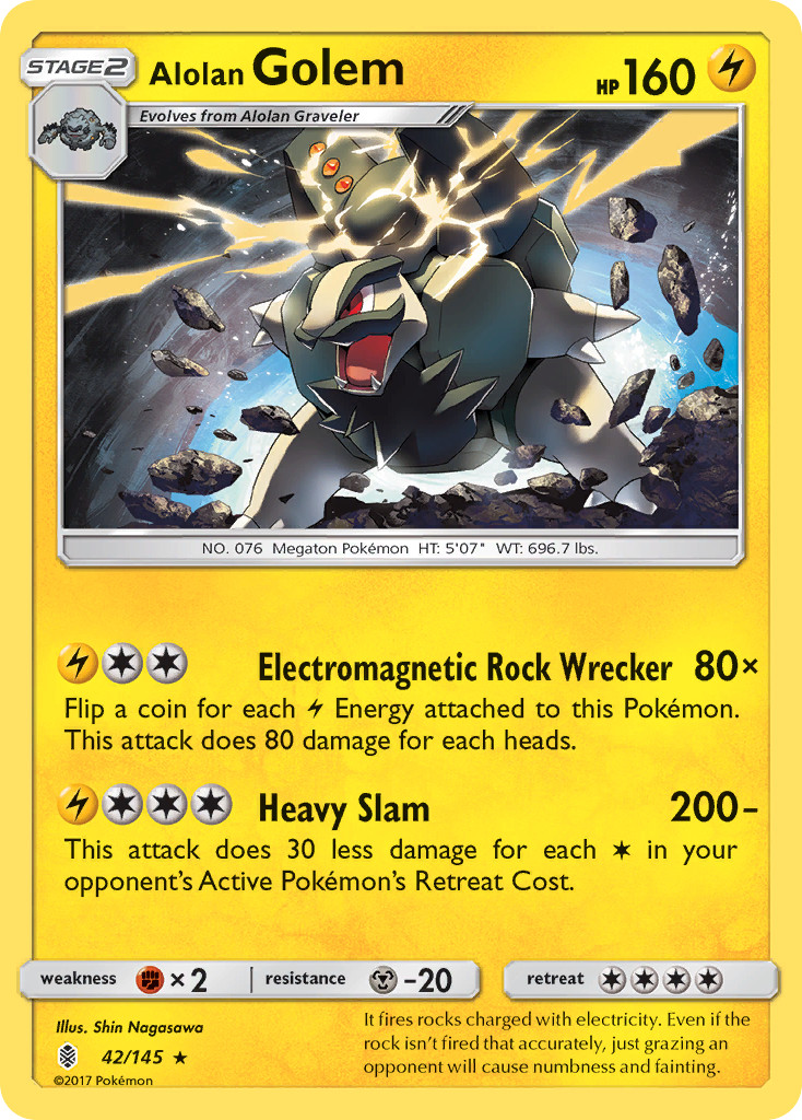 Alolan Golem - 42/145 - Rare Holo