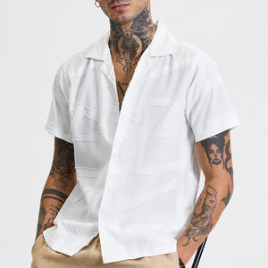 White Geometric Box Fit Shirt