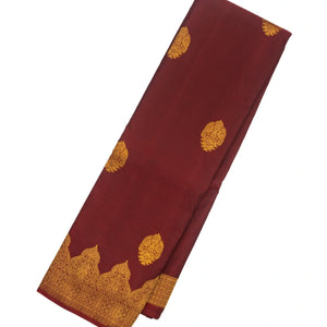 Maroon Handloom Kanchipuram Silk Saree With Bird Buttas