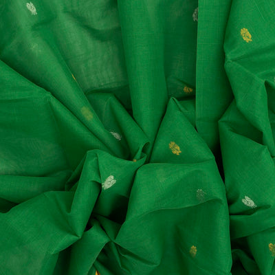 Green Handloom Venkatagiri Cotton Saree With Annam Buttas