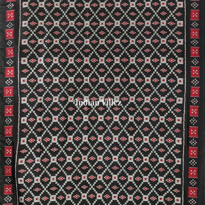 Black Red Pasapali Border Designer Contemporary Silk Saree