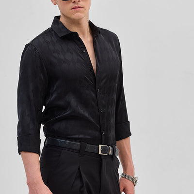 Black Self-Design Shirt