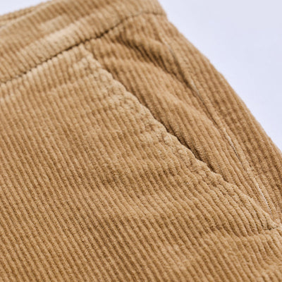 Beige Corduroy Slim Fit Trousers