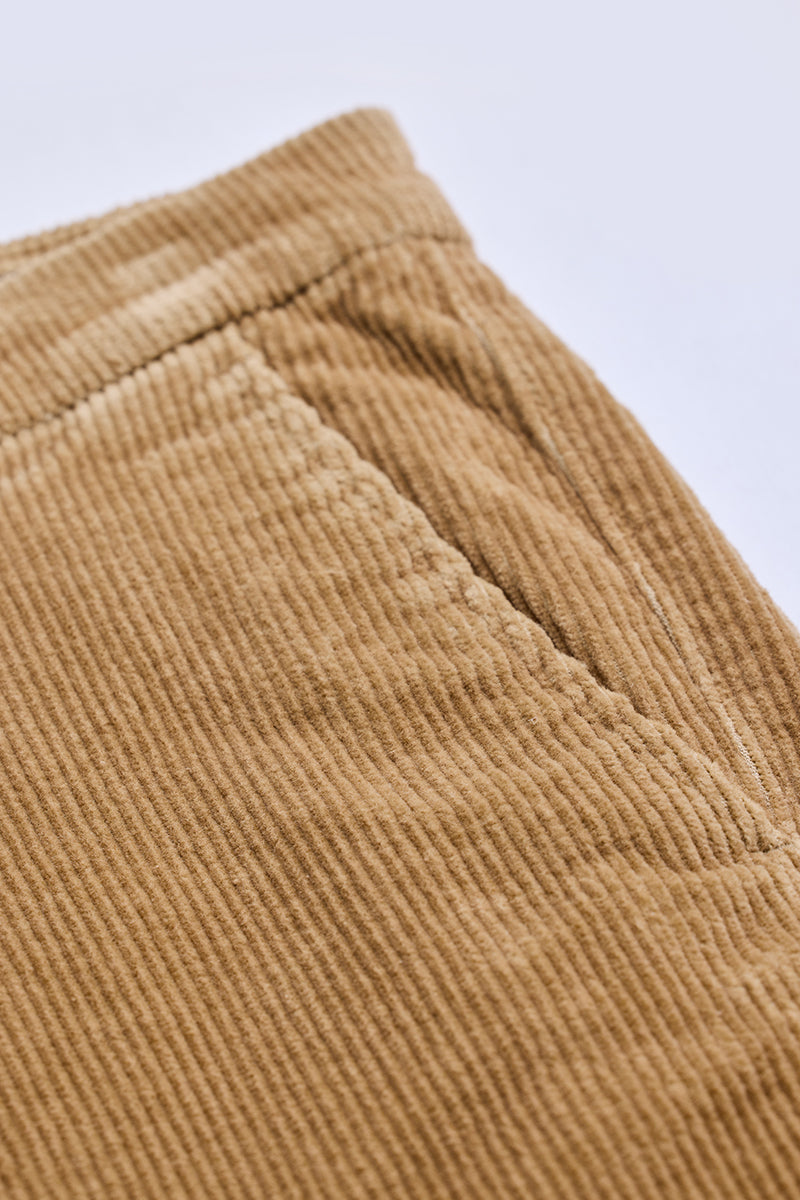 Beige Corduroy Slim Fit Trousers