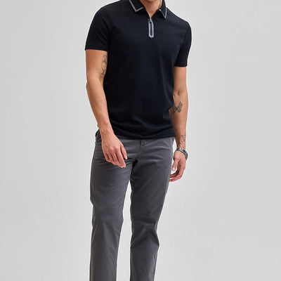 Black Zipper Polo T-Shirt