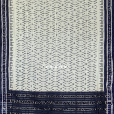 White Maniabandha Odisha Ikat Cotton Saree
