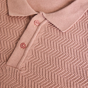 Peach Knitted Polo T-Shirt
