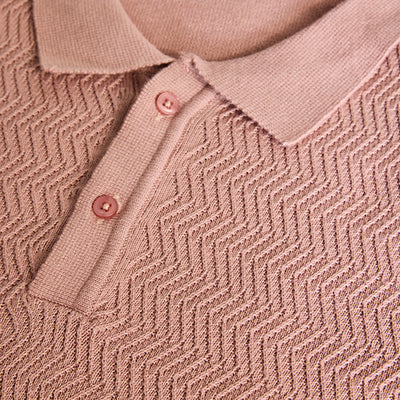 Peach Knitted Polo T-Shirt