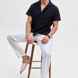 Grey Textured Stripes Shirt