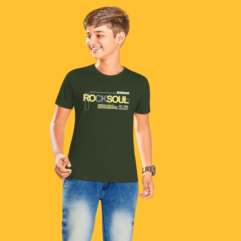 BLACKTREE(THHOR Series) ROUND NECK REYON Dark Green TEES FOR KIDS