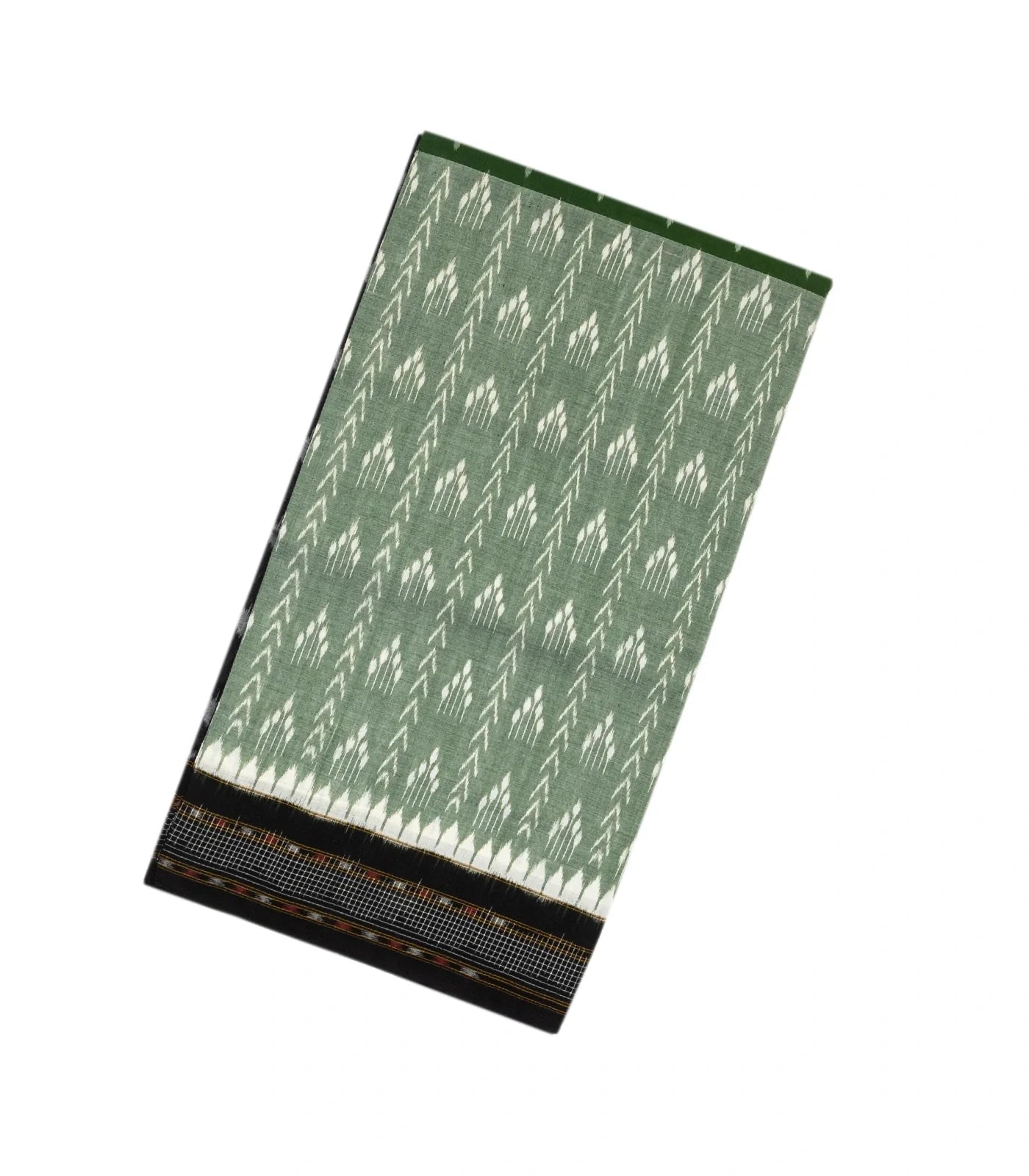 Shadow Green & Green Handloom Orissa Cotton Saree With Tie & Dye Motifs