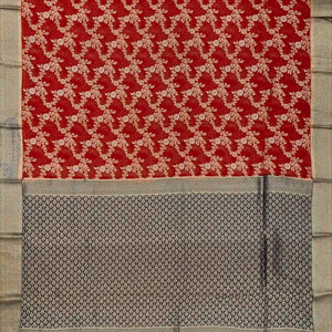 Crimson Handwoven Banarasi Georgette Silk Saree With Floral Jaal Motifs