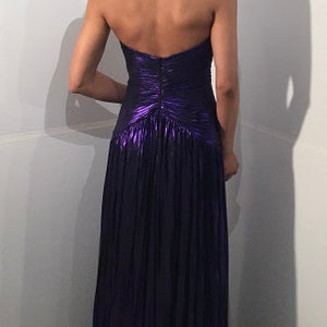 Metallic Strapless A-line Slit Gown by Jovani 43122