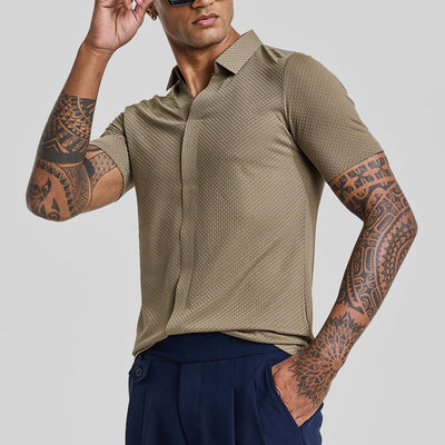 Beige Textured Polo T-Shirt
