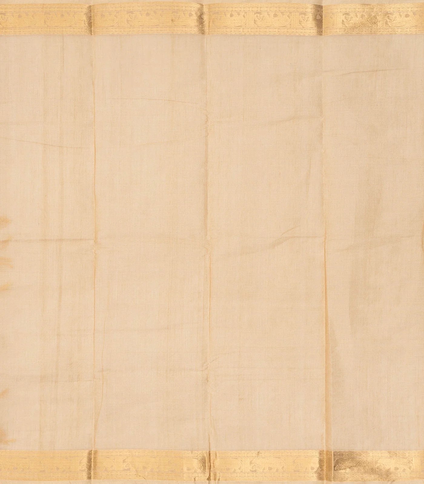 Taupe Handloom Kanchi Cotton Saree With Zari Stripes