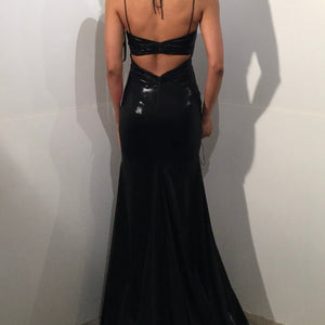Pleather Fitted Sleeveless Slit Gown by Jovani 43421