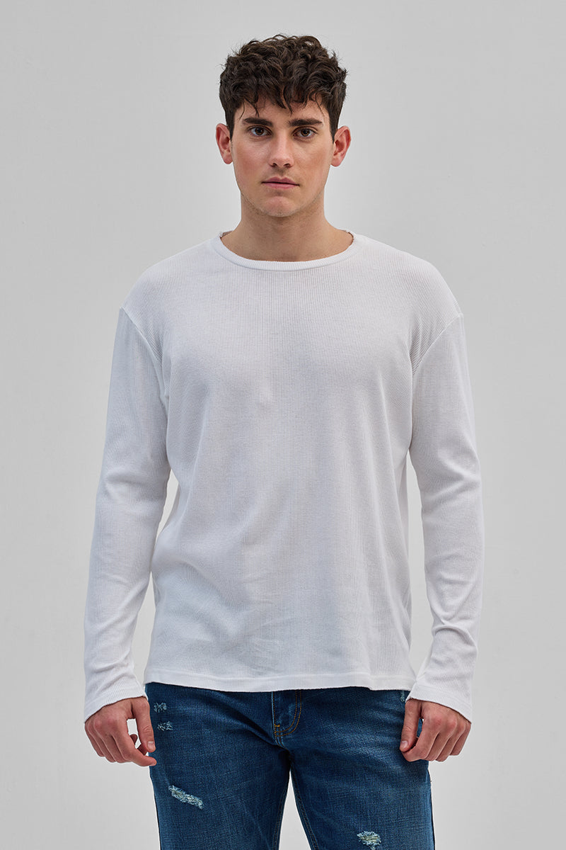 White Textured Sweatshirt