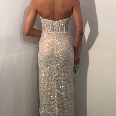 Sequin Fitted Strapless Slit Gown by Jovani 43754