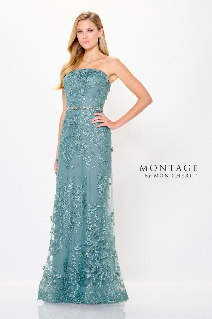 Montage 118961 Long Metallic Lace Evening Mother of the Bride Dress