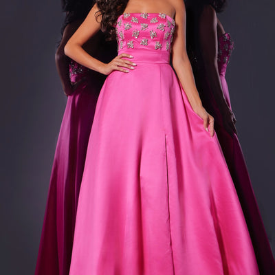 Beaded Strapless A-line Slit Gown by Jovani 43822