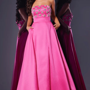 Beaded Strapless A-line Slit Gown by Jovani 43822