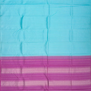 Turquoise Handloom Kanchipuram Silk Saree With Dotted Stripes