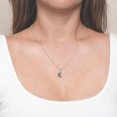 Crescent Moon Raw Gemstone Necklace