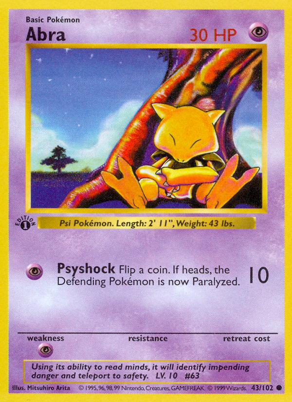 Abra - 43/102 - Common - 1st Edition