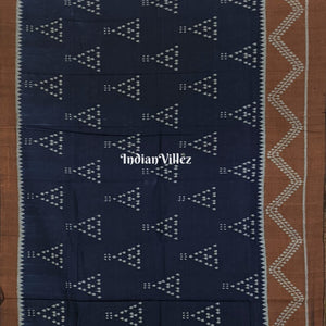 Blue Jhoti Sambalpuri Ikat Cotton Saree with Blouse Piece