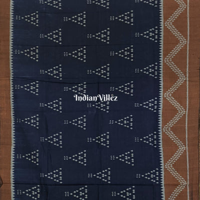 Blue Jhoti Sambalpuri Ikat Cotton Saree with Blouse Piece