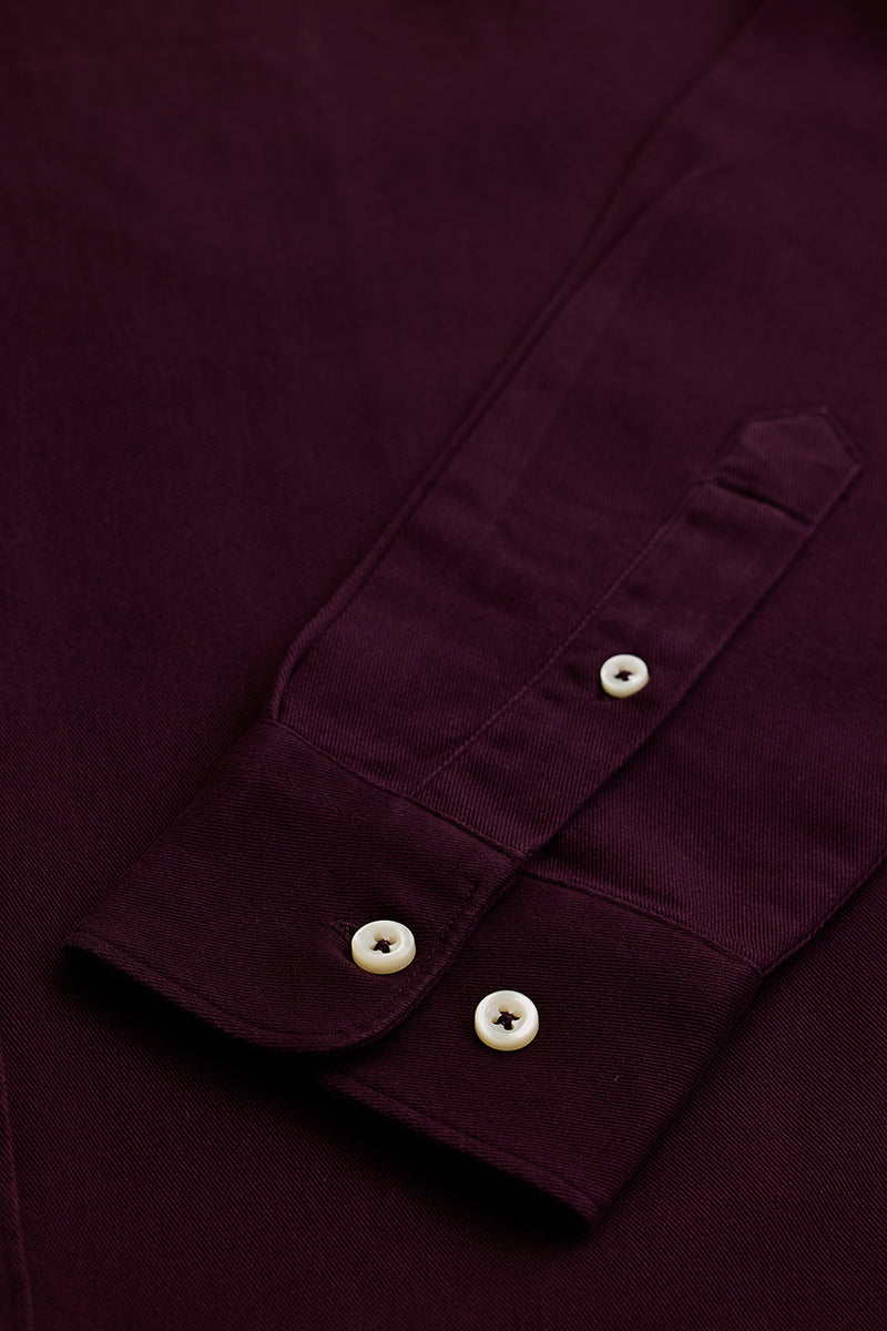 Burgundy Solid Twill Shirt