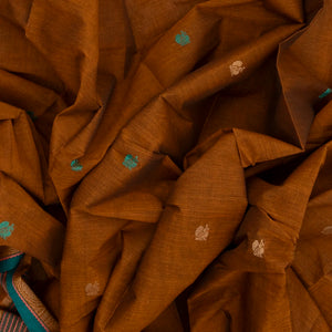 Oil Mustard Handloom Kanchi Cotton Saree With Annam Buttas