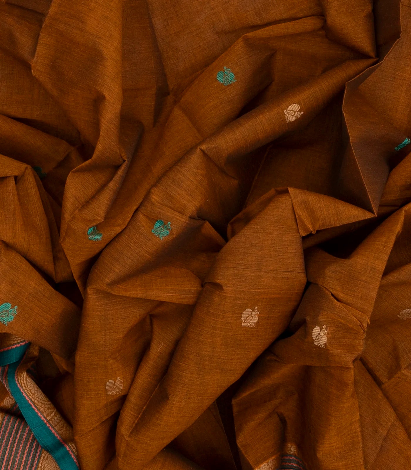 Oil Mustard Handloom Kanchi Cotton Saree With Annam Buttas