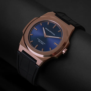 Nuun Official MS Rosegold Men Analogue Watch Blue Dial With Gold Marker - MS Rosegold 38mm