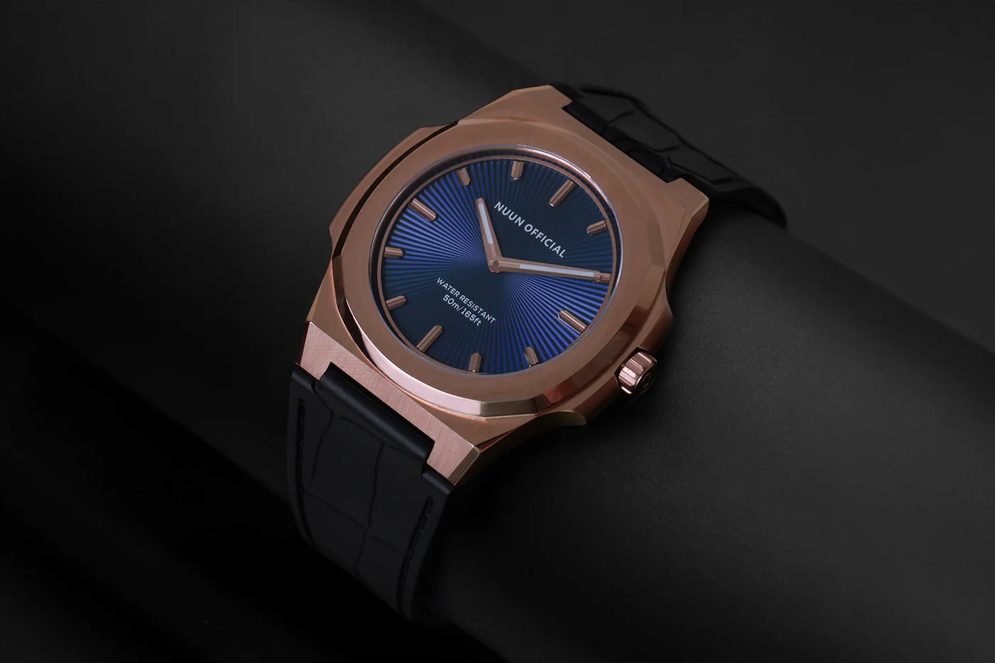 Nuun Official MS Rosegold Men Analogue Watch Blue Dial With Gold Marker - MS Rosegold 38mm