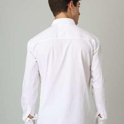 Frankshirt White Solid Tailored Fit Cotton Casual Shirt for Man