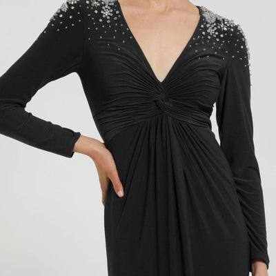 Mac Duggal 44063A Fitted Long Sleeve Formal Beaded Evening Dress