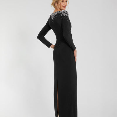 Mac Duggal 44063A Fitted Long Sleeve Formal Beaded Evening Dress