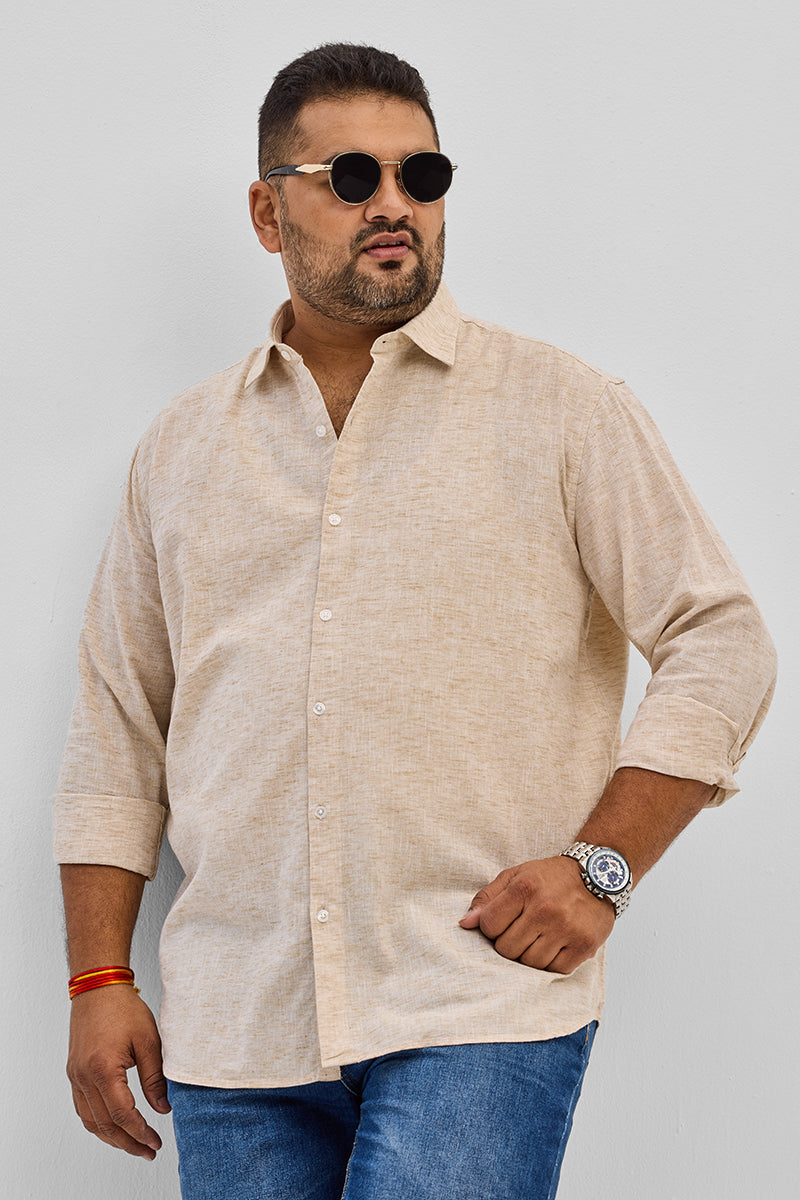 Beige Linen Blend Shirt