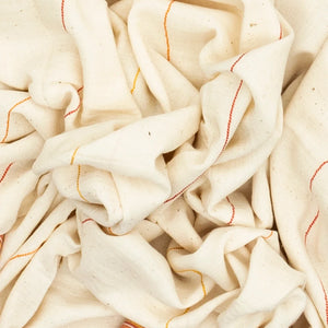 White Handloom Bhujodi Cotton Saree With Yellow Stripes