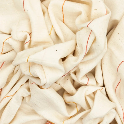 White Handloom Bhujodi Cotton Saree With Yellow Stripes