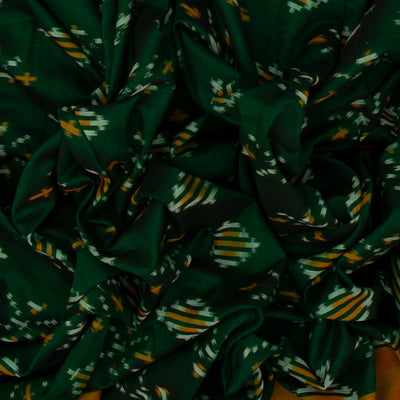 Bottle Green Handloom Orissa Cotton Saree With Tie & Dye Motifs