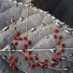 Bindurekha Red Cascade Necklace Set